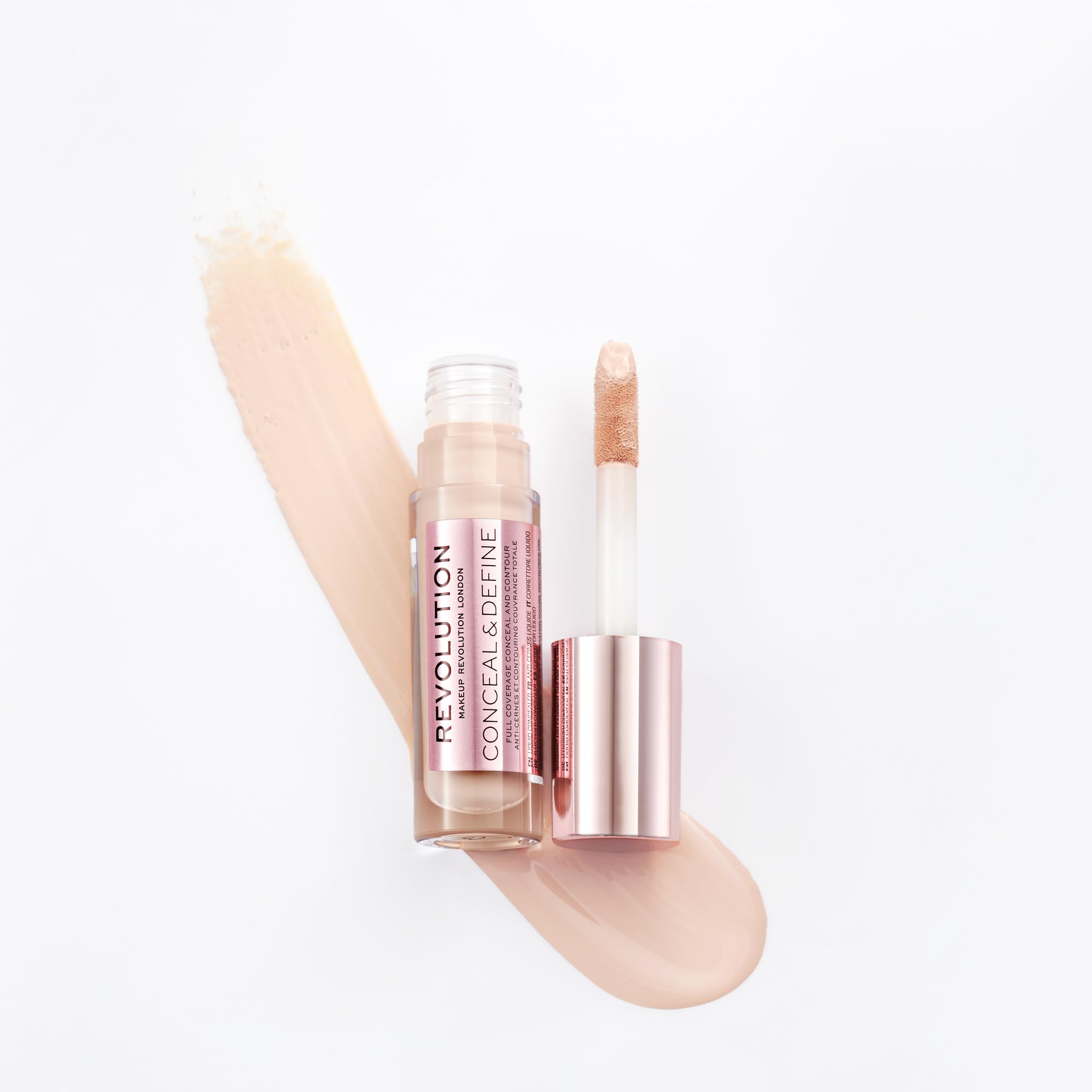 Revolution Beauty London Revolution, Conceal & Define Concealer, Full Coverage & Lightweight, Long-Lasting Matte Finish, Vegan & Cruelty Free, C3 Fair to Light Skin Tones, 0.14 oz