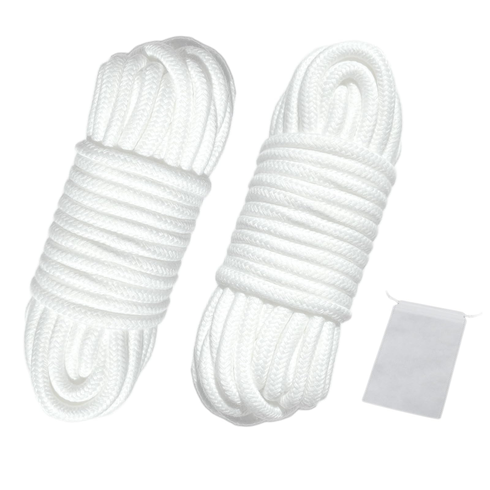 picoggo Soft Cotton Rope Multipurpose Durable Long Rope 10m Length 8mm Thick Tying Rope Macrame Cord DIY Rope (2 Pack, White+White) — image 1