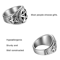 Pentagram Pentacle Signet Ring for Men - Demon