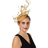 Haojing Feather Fascinator Hat for Women Vintage Bridal Headpiece Wedding Derby Hat