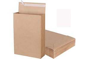 zmybcpack 25 Pack 9.4" x 13.2" Large Expandable Envelopes, Kraft Expansion Envelopes Peel and Seal Catalog Envelope for Docum