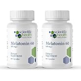 Scientific Health Solutions Melatonin 60mg High Dose Sleep Aid (2 Pack) | High Dose Melatonin Sleep Aid for Adults | Extra Strength, Non-Habit Forming, Drug-Free | Vegan, Non-GMO, Made in USA