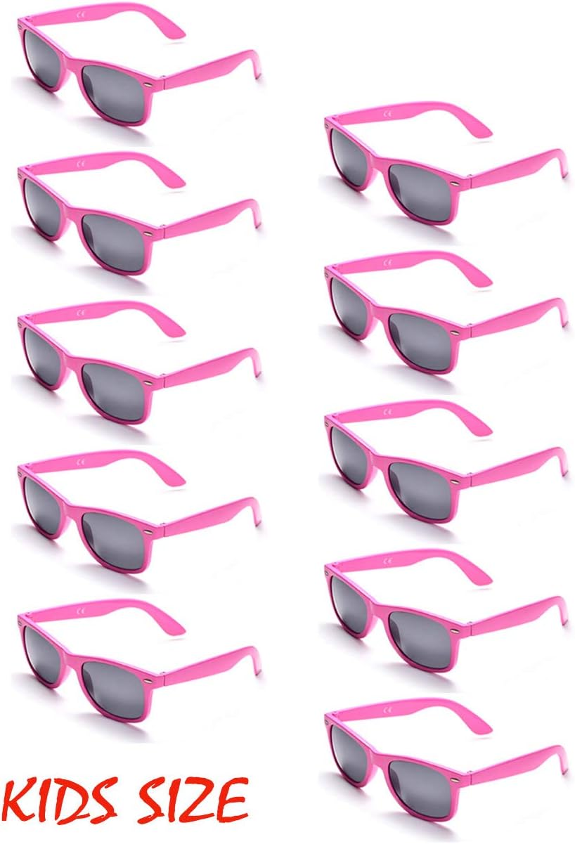 Onnea 10 Pieces Sunglasses for Kids Party Favor Supplies Neon Colors Wholesale,One Size for Kids Only (10Pink)