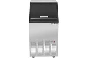 Maxx Ice MIM85H Self-Contained Ice Machine, Half Dice Ice Cubes, with 25 lb Built-in Ice Storage Bin, 88-lbs, Metallic