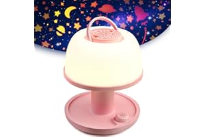 illuwise Kids Night Light with Star Projector,Cute Mushroom Lamp for Girls Bedroom Decor,Rechargeable Baby Night Light for Nu