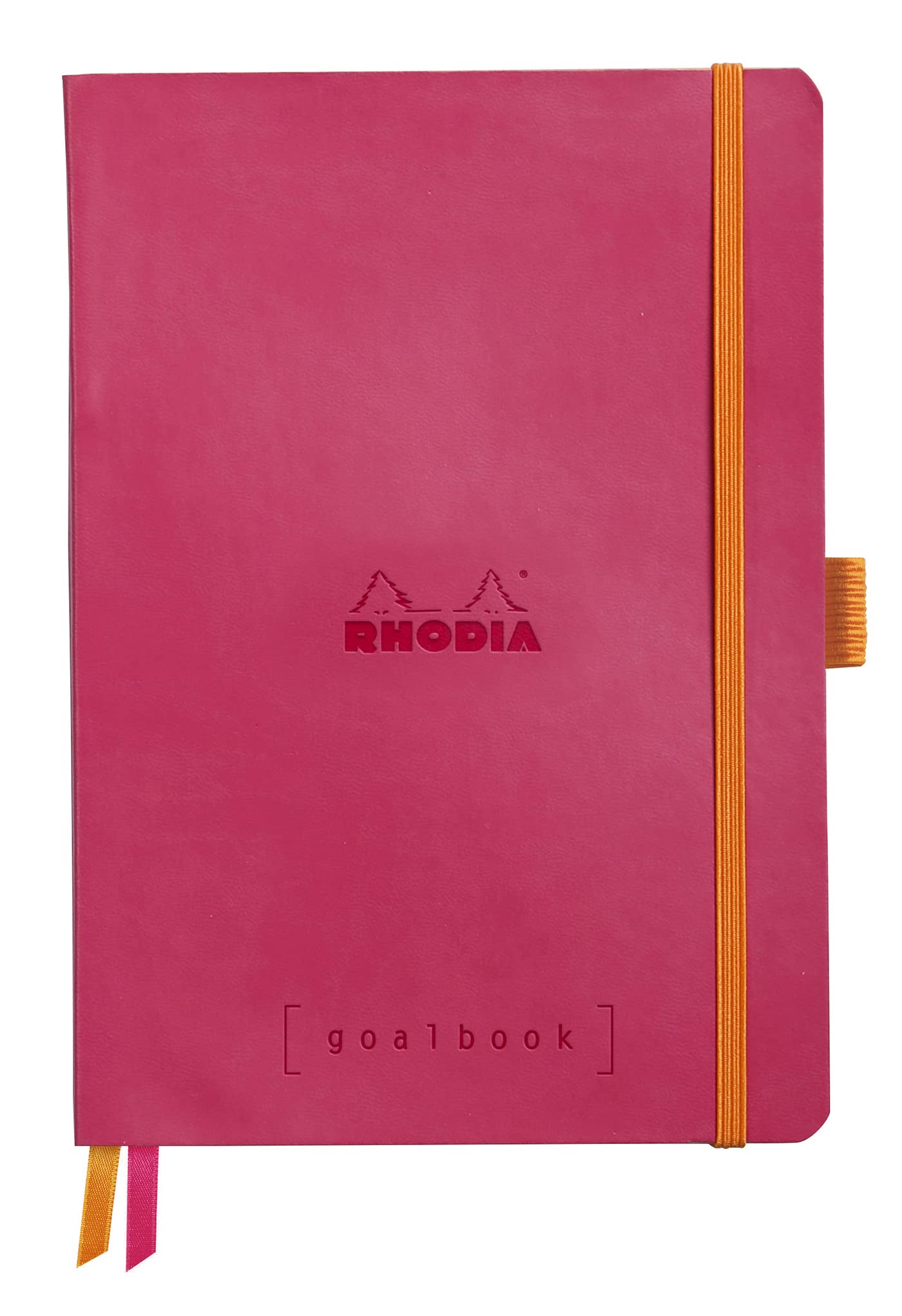 RHODIA 117772C - Notebook Journal Goalbook Raspberry - A5 14,8 x 21 cm - Small squares - 240 p Ivory paper 90 g/m² - 2 Ribbons, Elastic closure - Leatherette