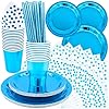 99pcs-Disposable-Tableware-Set-Blue-Party-Dinnerware-Blue-Background-Will-Enhance-Your-Table-Layout-and-Match-Any-Party-Theme BLLREMIPSUR 99pcs Disposable Tableware Set, Blue Party Dinnerware, Blue Background Will Enhance Your Table Layout and…