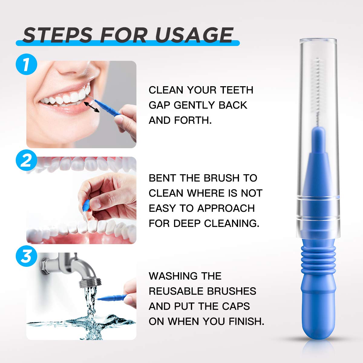 Interdental Brush, Flossing Head, Easy Use Tooth Cleaning Tool (72 Count) : Beauty