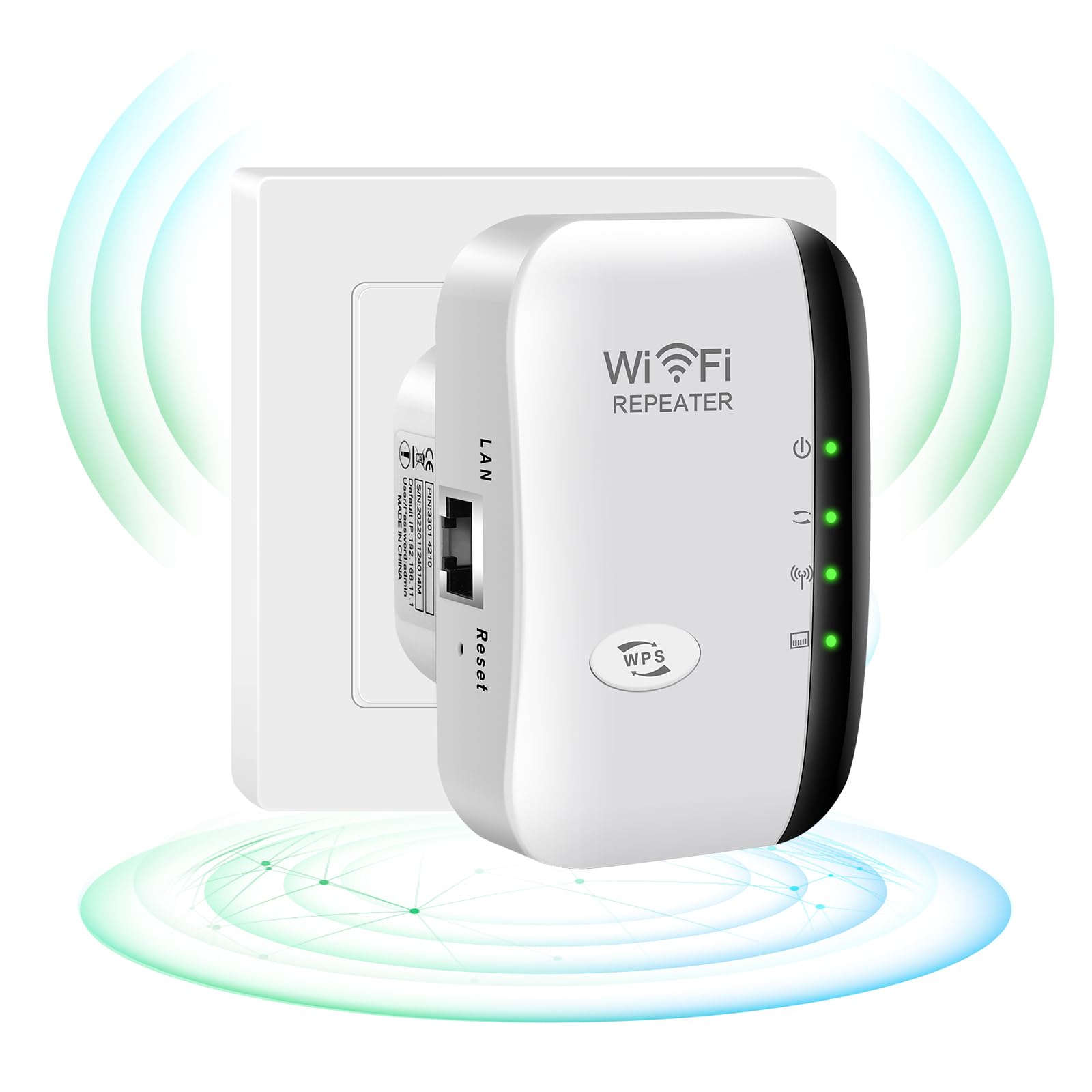 WiFi Extender, 2023 WiFi Repeater and Signal Can Cover up to 8470Sq.ft, WiFi Extenders Signal Extenders for Home, Repeater with Ethernet Port and Access Point, 1-Tap Setup, 2.4GHz (White-1)