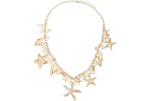 RUOFFETA Shell Starfish Necklace Bracelet Conch Statement Chunky Necklace Mermaid Costume Jewelry Beach Jewelry for Women