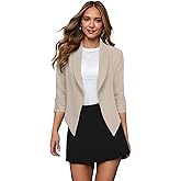 Hybrid & Company Lightweight Open Front Cardigan Classic Ruched Sleeve Work Office Blazer Suit Jackets