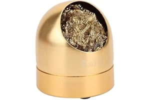 Iron Tip Cleaner Dome Designed Cleaning Wire Ball Soldering Iron Kit with Ball Holder Base Stand for Solder Gun Tip(Gold)