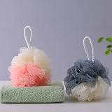 Omenluck 5Pcs Bath Shower Sponge Loofahs Mesh Bath Balls Scrubber Gray Beige view 4