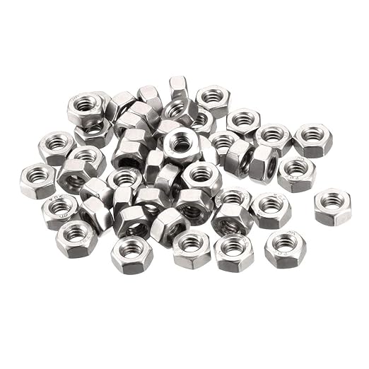 uxcell Hex Nuts, 1/4“20 Coarse Thread Hexagon Nut, Stainless Steel 304, Pack of 50