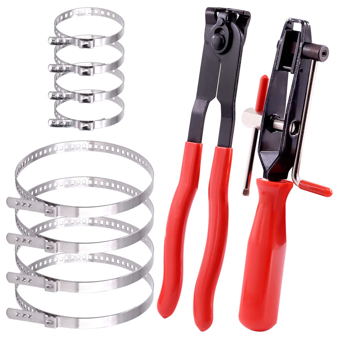 Keadic 10 Pcs Heavy Duty Multi-Purpose Hose Clip Pliers, CV Boot Clamps Kit with Ear Clamp and Hose Joint Boot Band Plier, Crimp Clamp Clic-R Collar Pliers Adjustable Drive Shaft CV for Most Cars