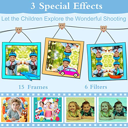 AILEHO Kids Camera for Boy Blue Bear Cartoon Birthday Children Toy Toddler Camera 3-10 Year Old Starter Kids Digital Camera 8M 1080P with 8G Card Kids Game Camera IPS 2.0\