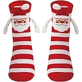 Honganda Funny Couple Socks - Fuzzy Bear Christmas Magnetic Mid-Calf Socks for Women & Men - Novelty Xmas Gift