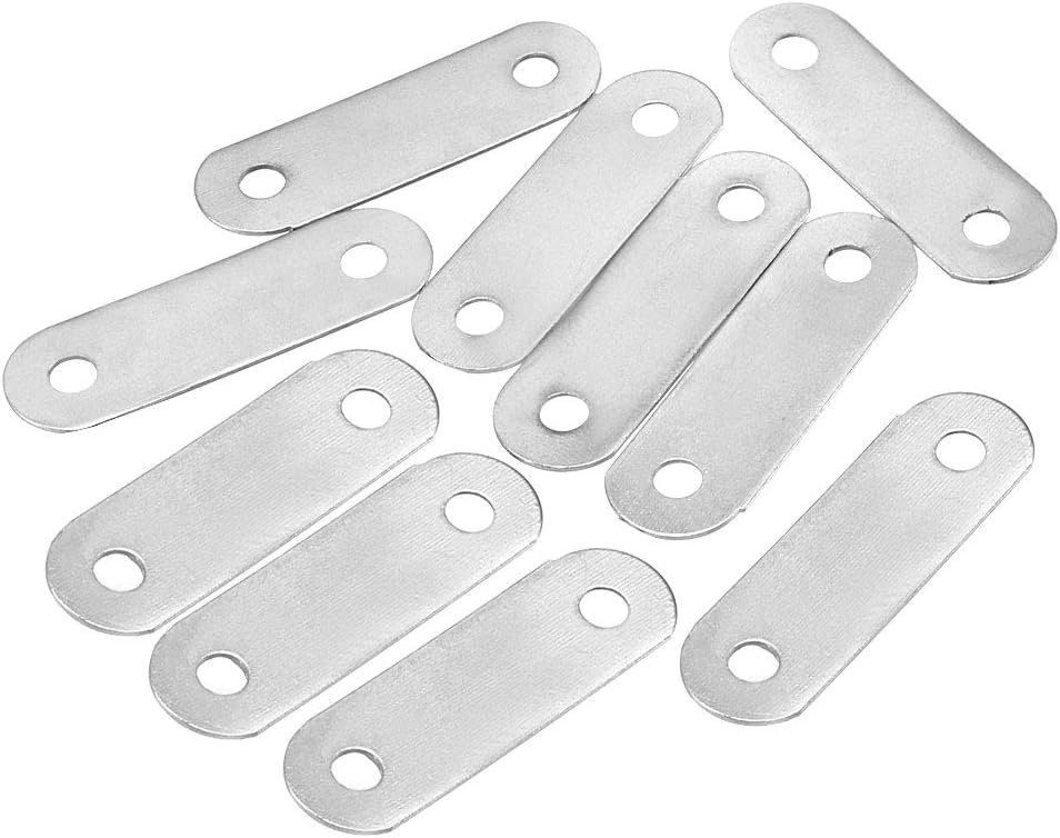 Sourcingmap Repair Plate, 48mmx15mm, Flat Fixing Mending Corner Brace Bracket Connector, Pack of 10, Silver, 48mm x 15mm