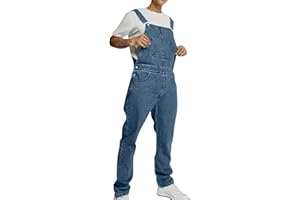 Men's Casual Denim Overalls Regular Fit Bib Overalls Retro Overall Plus Size Suspender Pants Slim Fit Jean Jumpsuit