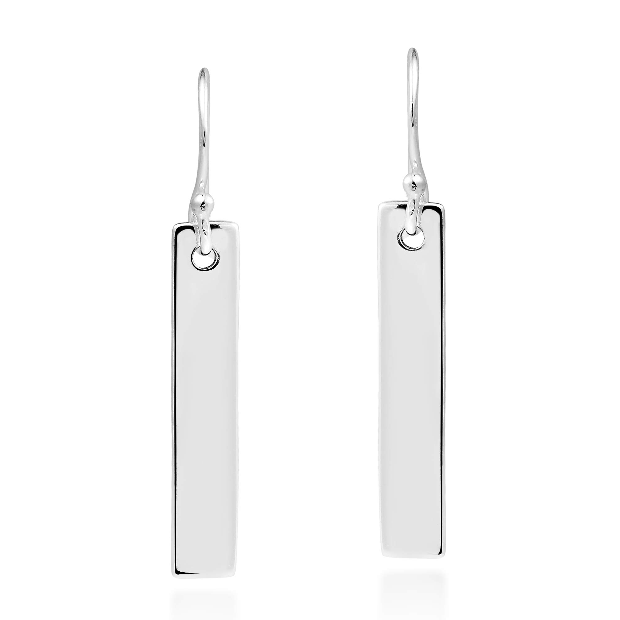 Modern Rectangle Bar Fashion Label Tag .925 Sterling Silver Dangle Earrings | Earrings for Women | Sterling Silver Earrings | Dangle Earrings For Women