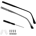 1 Pair Glasses Replacement Temple Black Eyeglasses Arms Legs Universal Glasses Repair Kit Eyeglasses Replacement Accessories DIY Temples With Screws Washers Screwdrivers Nose Pads for Glass Sunglasses