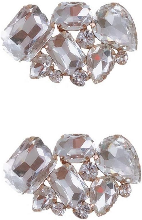 Douqu Women Girls Rhinestone Crystal Wedding Bridal Gold Tone Shoe Clips Pair