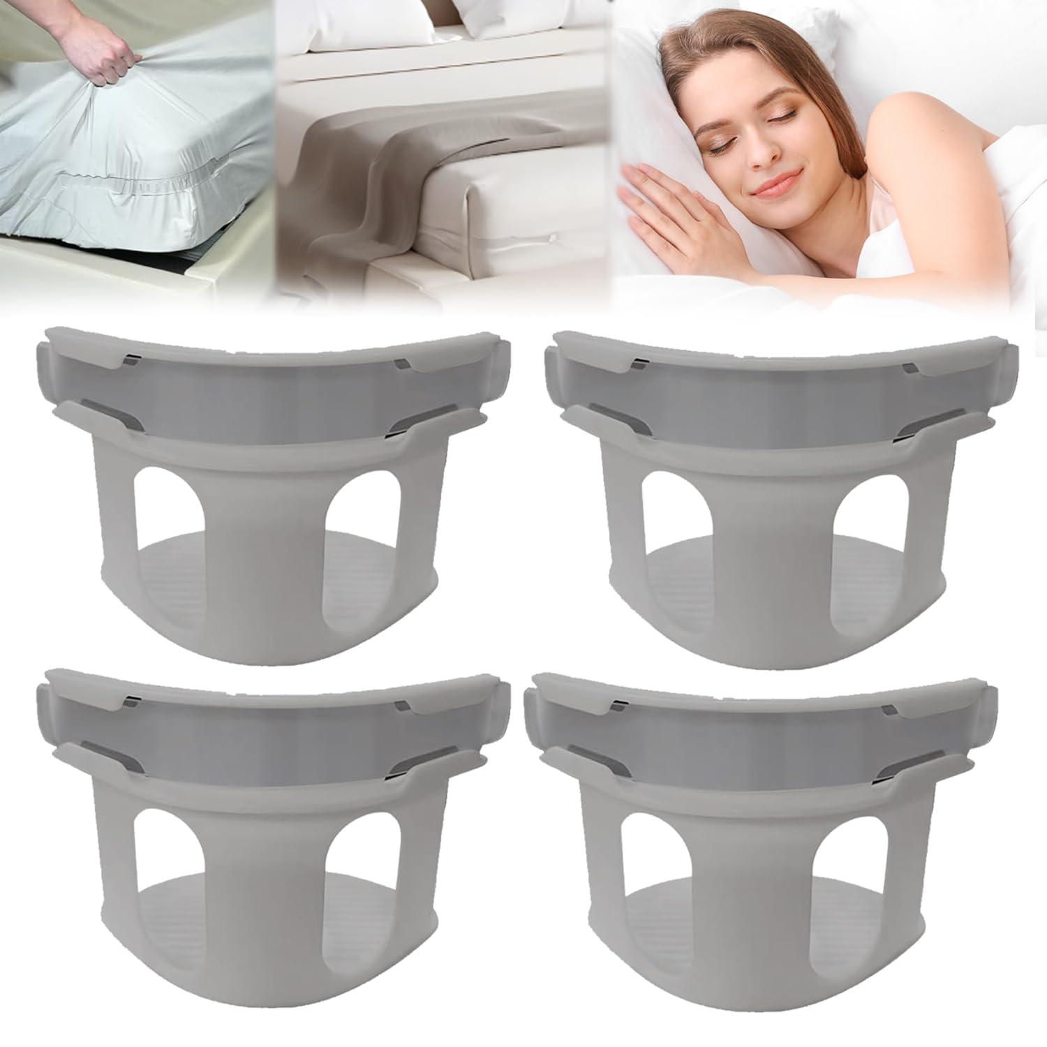 Photo 1 of 4 Pack Lock Sheet Holders, Bed Sheet Holder, Secure Bed Sheets Firmly in Place, Heavy Duty Panel Holder, Easy One-Time Installation (Grey)