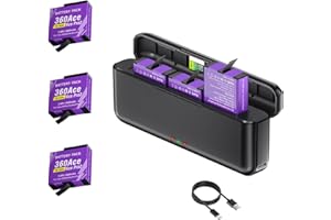 3 Pack Ace Pro 2 Battery with Charger Kit, 2400mAh Batteries Replacement with 3-Channel LED Battery Charger Hub for Insta360 