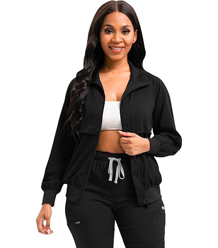 Amazon.com: HeartSoul Zip Front Stretch Jacket, Women's Medical