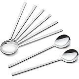 Spoons, 8 Pieces Stainless Steel Korean Spoons,8.5 Inch Soup Spoons, Korean Spoon with Long Handles, Rice Spoon, Asian Soup S
