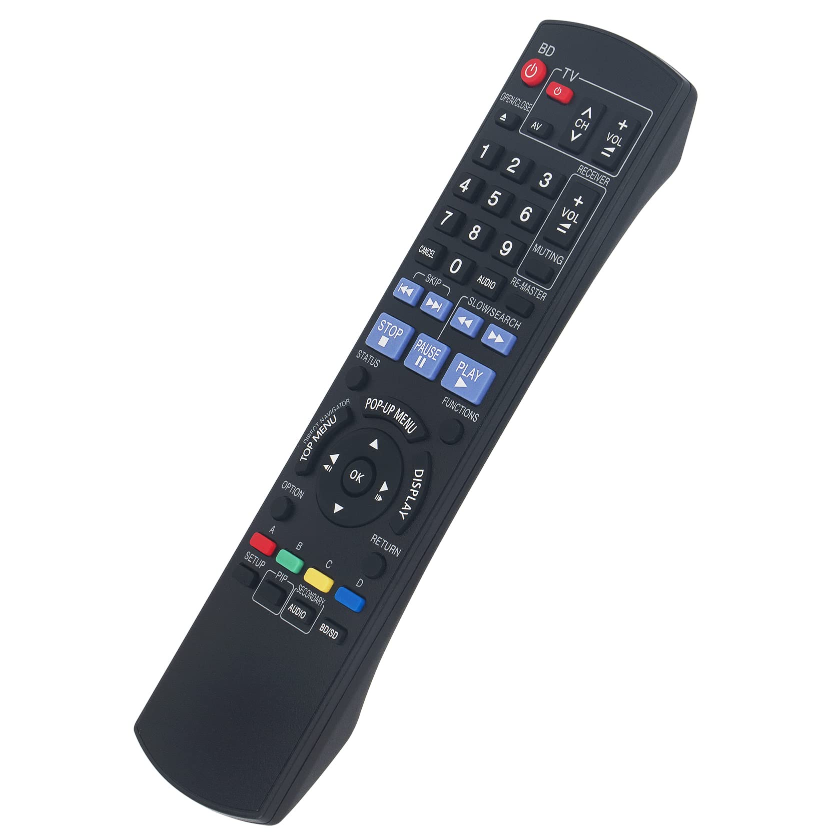 Replacement Remote Control Fit for Panasonic Blu-ray Disc Player DMP-BD30 DMP-BD50 DMP-BD35 DMP-BD55 Remote N2QAYB000185 Sub N2QAYB000184