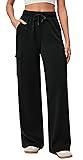 IUGA Fleece Cargo Sweatpants for Women Wide Leg