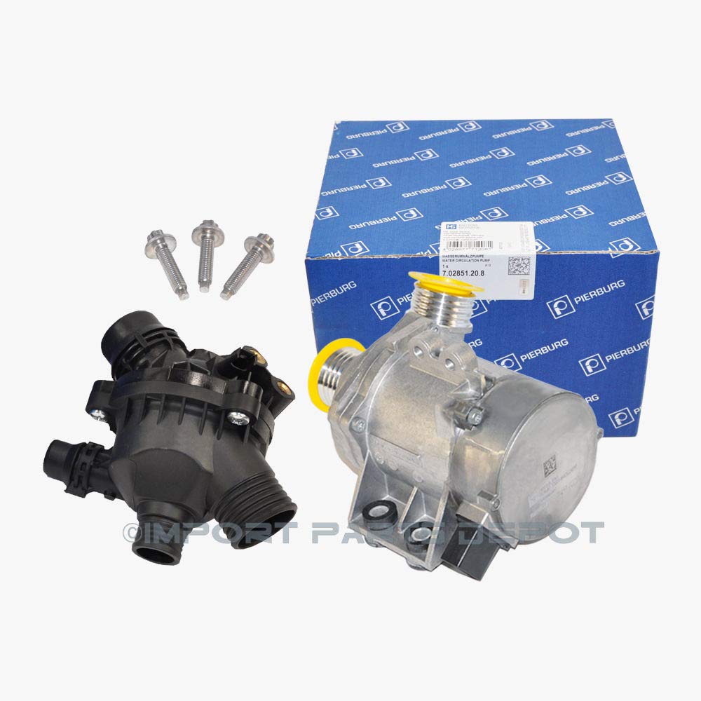 Water Pump Electric W/Bolts + Thermostat Assembly for BMW 128i 325i 325xi 328i 328xi 330i 330xi 525i 525xi 528i 528xi 530i 530xi X3 Z4 Pierburg Wahler OEM 11517586925/11510392553 / 11537549476