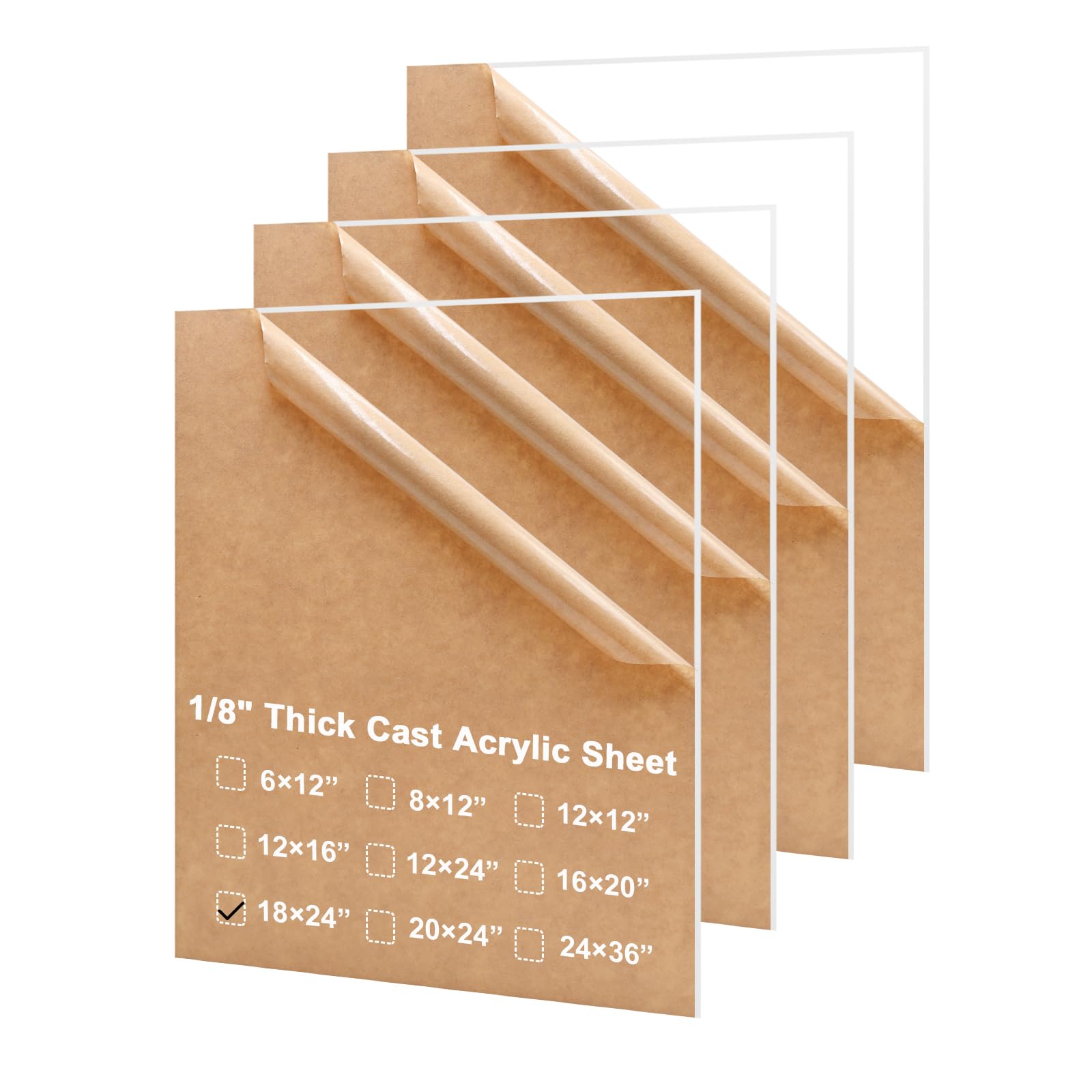 KINLINK 18x24 Plexiglass Sheets 1/8 inch-3mm Clear Acrylic Sheets ...