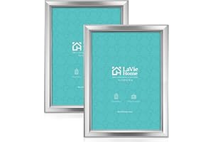 LaVie Home 5x7 Picture Frames (2 Pack, Silver) Simple Designed Photo Frame with High Definition Glass for Wall Mount & Table Top Display, Set of 2 Classic Collection