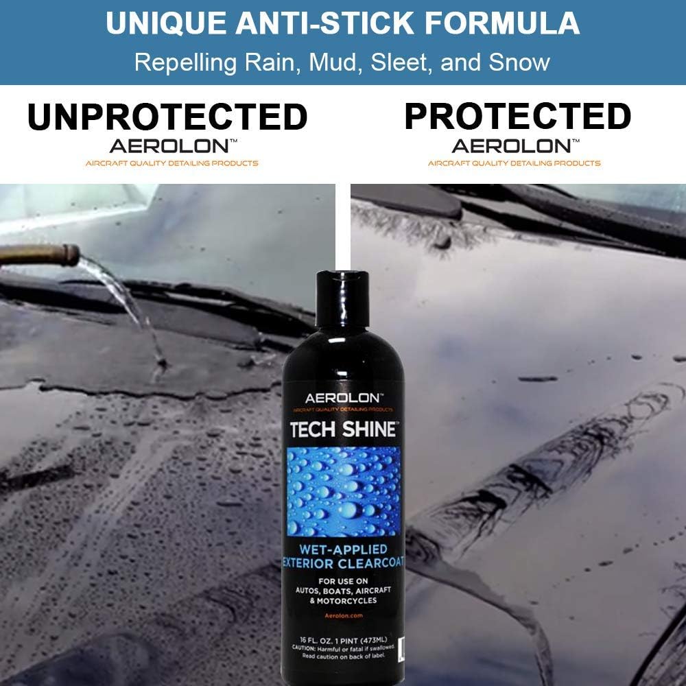 Aerolon Tech Shine (16 Ounce) Fast Wet-Applied Polymeric Car Wax Coating, Top Coat Polish and Sealer for Car Bike Boat, Auto Detailing Accessory for Hydrophobic Mirror Shine and Super Gloss: Automotive