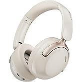 LORELEI Q30 Bluetooth Headphones Over Ear,60H Playtime & 3 EQ Music Modes,BT6.0 Headphones Wireless with Mic,Foldable Lightweight Headsets,HiFi Stereo Deep Bass for Home Travel iPad Tablet-Beige White