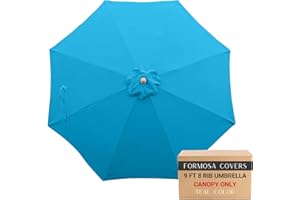 Formosa Covers - 9ft Market Patio Umbrella Replacement Canopy - 8 Ribs Top Canvas - 300D UV Protective and Water Resistant Umbrella Fabric - Premium Quality Replacement Canopy Cover ONLY (Teal)