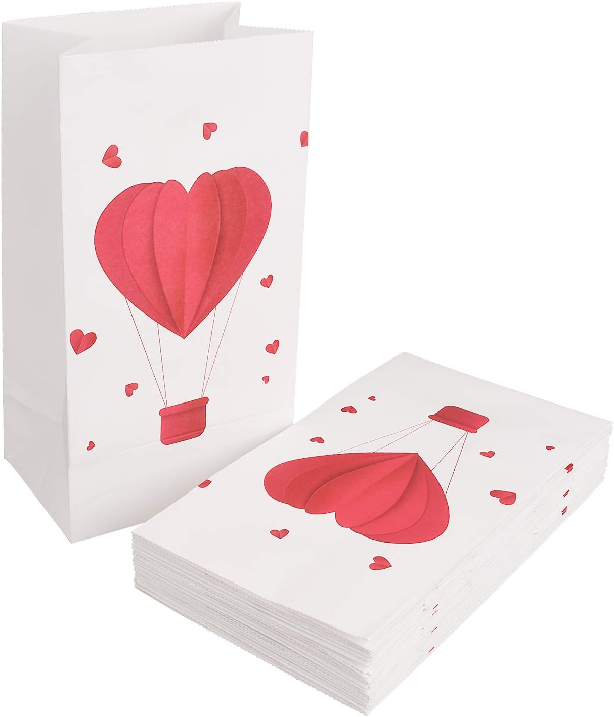 Valentine’s Day Party Favor Bags 24 Pack Paper Hearts Goody Bags Small Candy Gift Toy Treat Bags by Topoox, 8.7 x 4.7 x 3.1 Inches