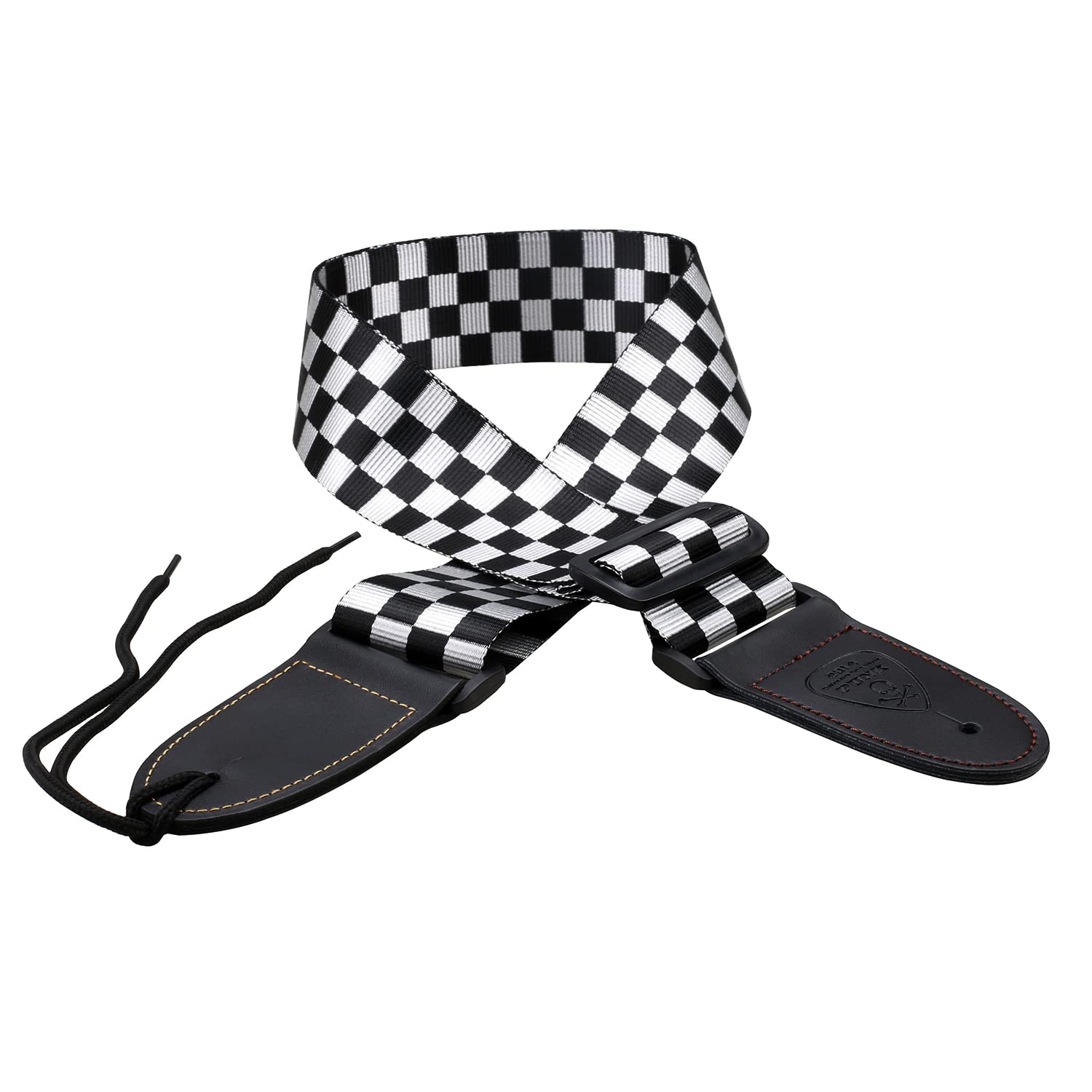 HilerPunk Guitar Strap,Adjustable Electric/Acoustic/Guitar/Bass/Ukulele/Classical guitar Straps, PU leather&Polyester Checkered Guitar Strap