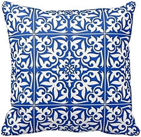 Moroccan Tile Cobalt Blue And White R7c13e93a493a4743838c723e12c31d9c I5fqz 8byvr Pillow Case 18" * 18"