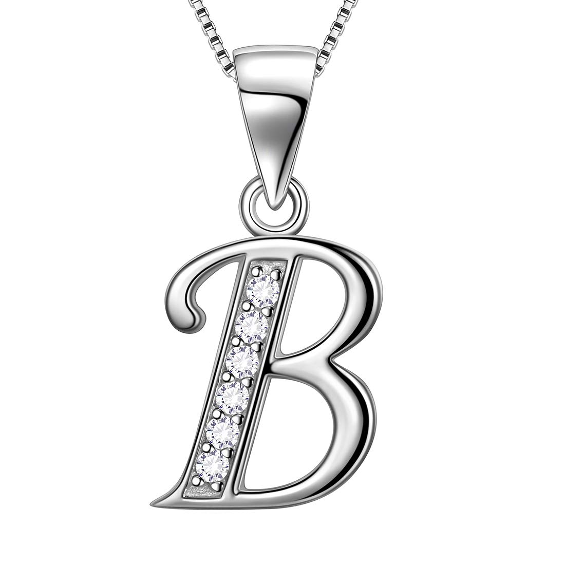 Aurora Tears Letter B Neckalce 925 Sterling Sliver Initial B Alphabet Pendant with Cubic Zirconia Jewellery Dating Gifts for Women DP0045B โ image 1