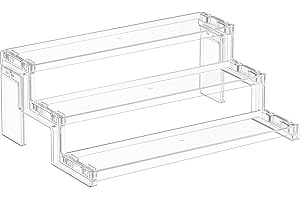 Lifewit 12 Inch Perfume Stand Organizer, 3 Tier Plastic Display Riser for Makeup, Skincare Vanity Storage, Cupcake, Figurine Holder, Bathroom, Bedroom, Room Decor, Clear, 1 Pack