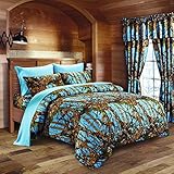 20 Lakes Luxurious Microfiber Powder Blue Camo Comforter & Sheet Set Bed in a Bag - Queen