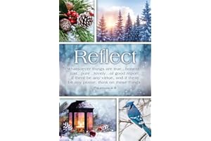 WARNER PRESS “Reflect” Worship Bulletins – Pack of 100, 8.5″ × 11″ Winter Design with Philippians 4:8 (KJV) – Seasonal Church Bulletins