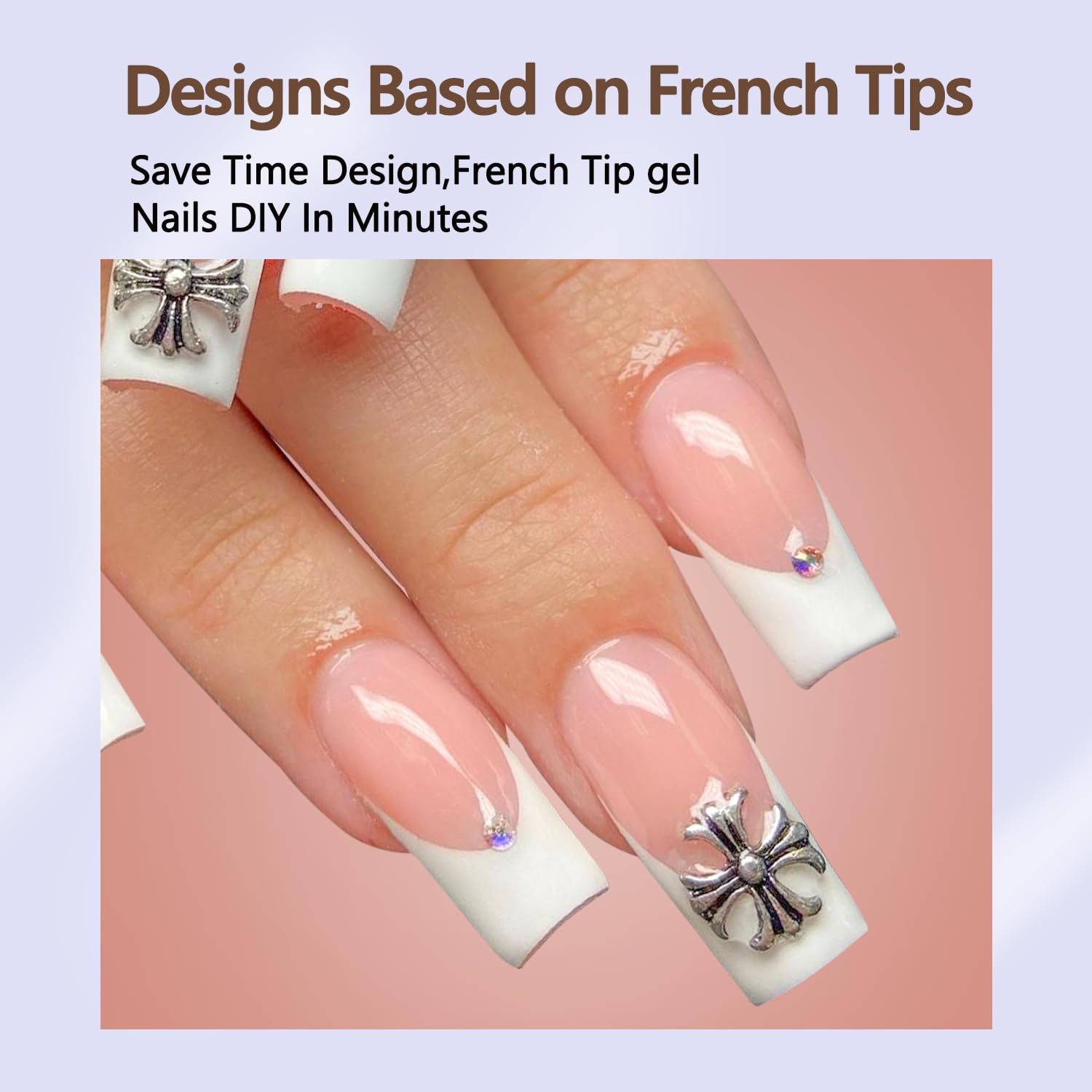 Misssix French Gel Nail Tips, 240Pcs French Tip Press on Nails Long Square Pink, No Need to File Tips Pre-lasting, Fake Nails for Nail Art DIY 15 Sizes - Image 3