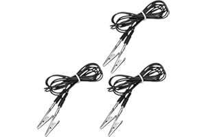 MECCANIXITY ESD Grounding Cable Cord with Alligator Clip 180cm/70.87 Inch Long,Anti-Static Ground Wire Cable Clip for Eliminate Conductor Electrostatic, Pack of 3(Black)