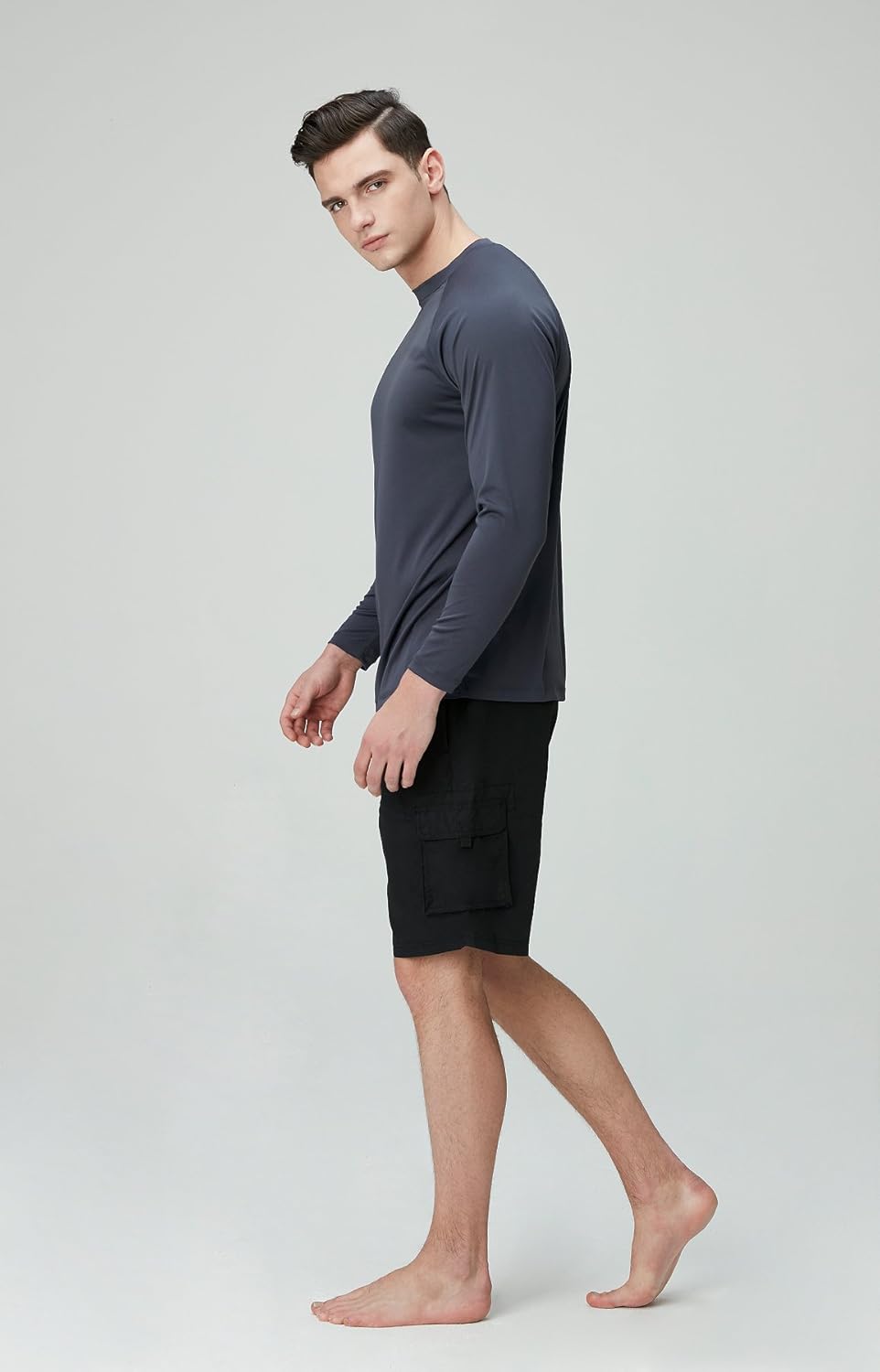 TSLA Men's Rashguard Swim Shirts, UPF 50+ Loose-Fit Long Sleeve Shirts, Cool Running Workout SPF/UV Tee Shirts: Clothing