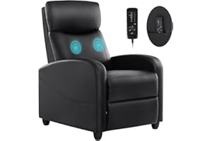 SMUG Recliner Chair for Living Room, Leather Recliners, Home Theater Seating with Lumbar Support with Adjustable Backrest and Footrest, Modern Living Room Furniture with Padded Seat Backrest, Black