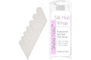SHEBA NAILS Silk Nail Wrap Self-Adhesive Pre Cut Fingers - White, 70 Finger Tabs
